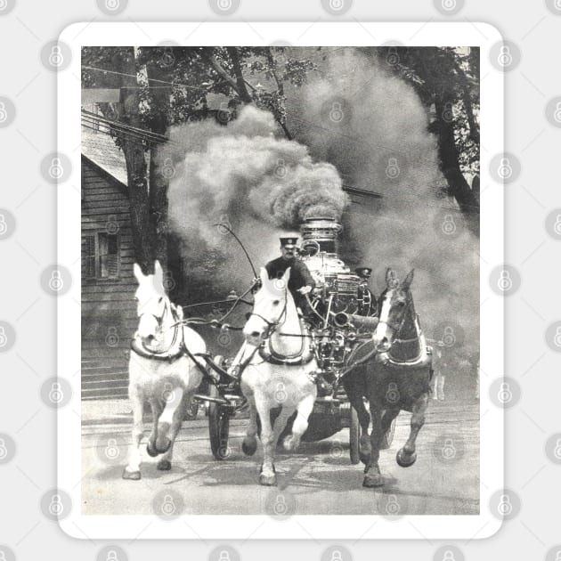 Vintage Steam-Powered Fire Engine Pumper Sticker by MVdirector